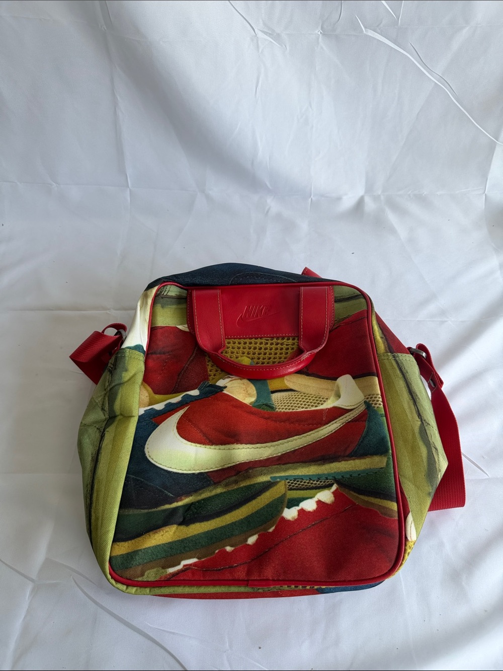 Nike Red Multicolor Graphic Sneaker Print Crossbody Bag